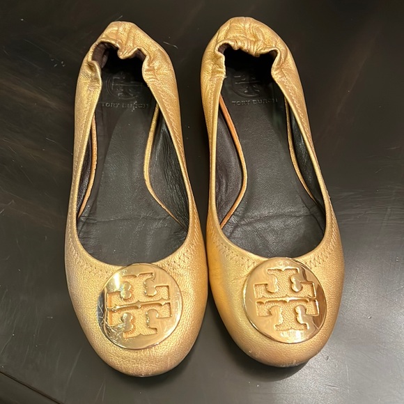 Tory Burch Shoes - Tory Burch Gold Claire Ballet Flats